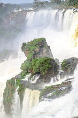 Iguazu waterfalls in overcast weather. High quality photo