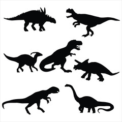 set of dinosaurs silhouettes