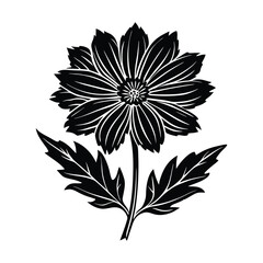 Black and White Daisy Flower Silhouette