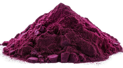 Vibrant purple powder mound isolated against a stark black backdrop scene