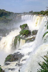 Iguazu waterfalls in overcast weather. High quality photo