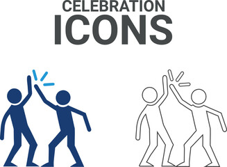Celebration icons. Containing victory, success, prize, celebration, podium, win money, finish line, and trophy icons. Solid icon collection. Vector illustration.