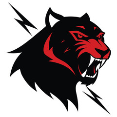 Obraz premium Tiger Head Vector Silhouette battle scarred tiger head silhouette with claw mar