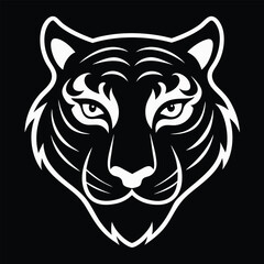 Tiger Head Vector Silhouette chalk drawn tiger head silhouette as if ketched o