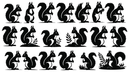 vector set of black silhouettes of fire