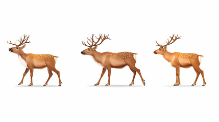 Obraz premium Three Spotted Deer Side Profile Pixel Art Illustration
