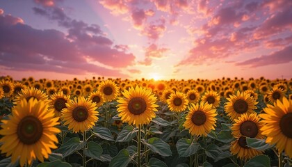 Obraz premium sunflower field at sunset