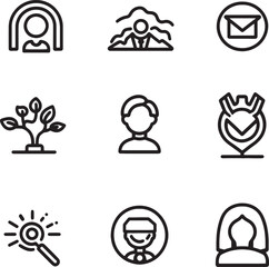Set of 09 Core values icons line art minimalist