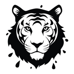 Fototapeta premium Tiger Head Vector Silhouette watercolor inspired tiger head silhouette with spl