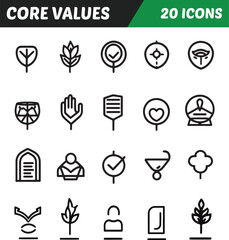 Set of 20 simple line art icons, perfect for web design and user interface.