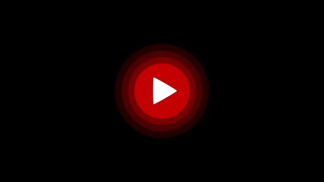 Play icon, play pulse button, video play icon for website and mobile design animation on black background, glowing play button animation, Press to play, On black background