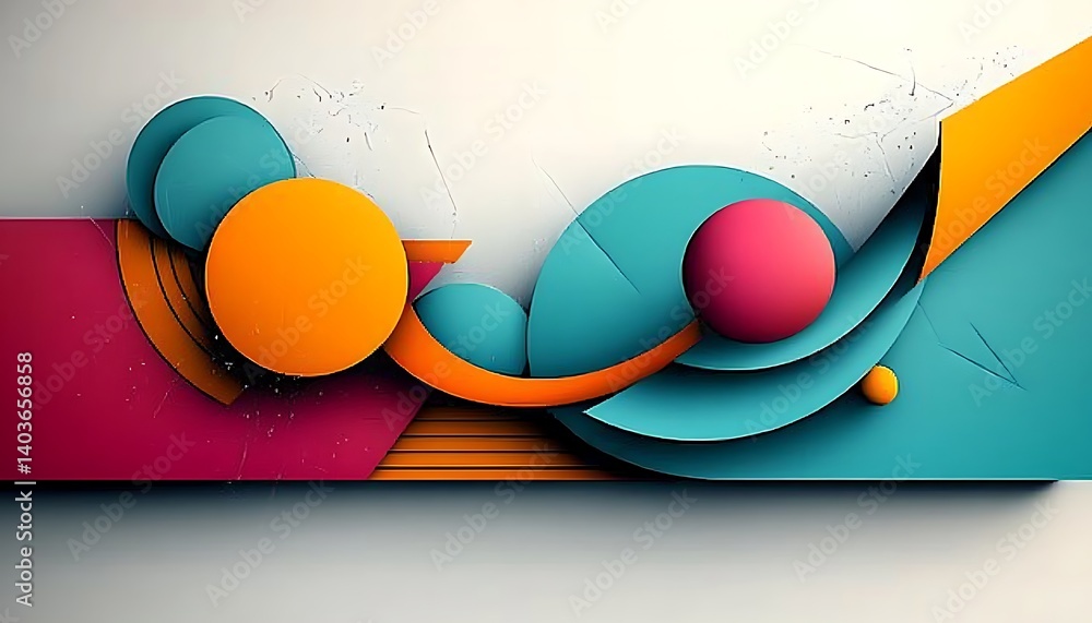Poster captivating abstract digital art composition featuring bold geometric shapes vibrant colors and dyna