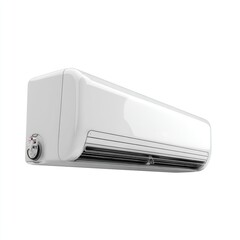 An air conditioner hangs on a wall, ready to cool a room. The air conditioner is a modern design with clean lines and an integrated control panel.