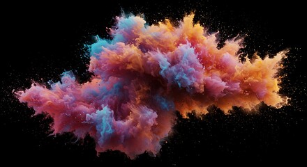 Colorful Cloud Explosion on Black Background Abstract Design