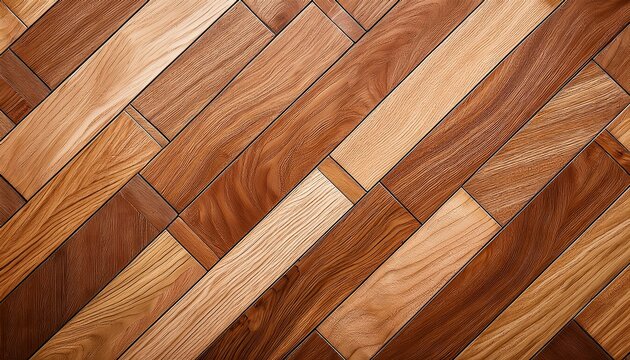bright wooden parquet floor detail in warm brown tones