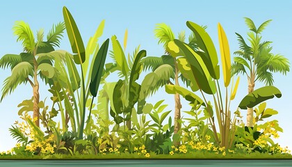 Obraz premium Tropical Plants Border Illustration