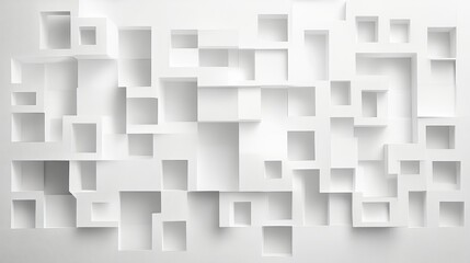 Abstract white geometric shapes creating a modern architectural design background texture art