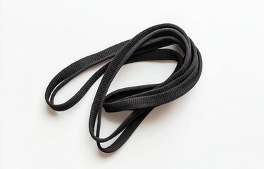 Black elastic cord.  A coiled black elastic cord, likely for exercise or crafts