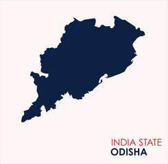 Obraz premium Map of Odisha, Map of Odisha with Indian Map, Odisha state of India Vector Illustration. 
