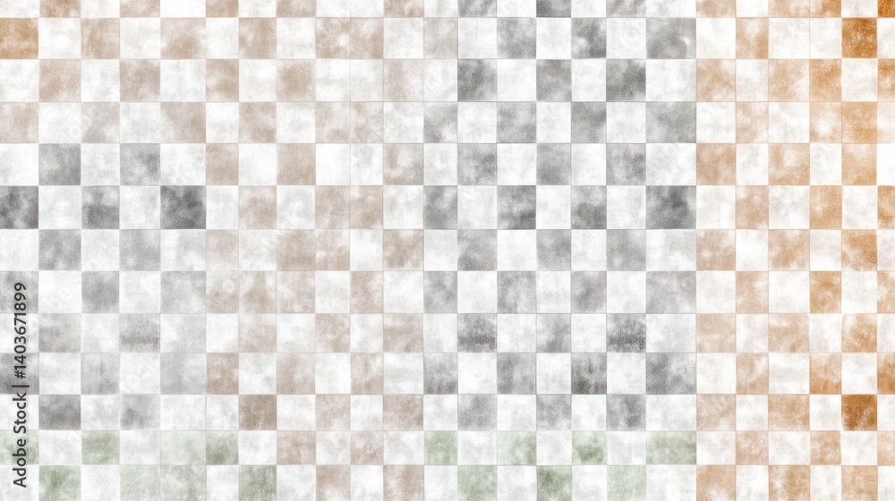 Poster a patterned design of muted squares in varying shades of gray and beige.