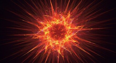 Abstract Fiery Burst Glowing on Black Background