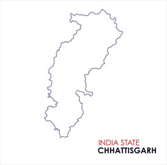 Obraz premium Map of Chhattisgarh, Outline Map of Chhattisgarh with Indian Map, Chhattisgarh state of India Vector Illustration. 
