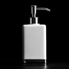 Obraz premium A sleek, modern soap dispenser with a minimalist design, perfect for any bathroom decor. Its clean lines and metallic accents create a sophisticated and elegant look