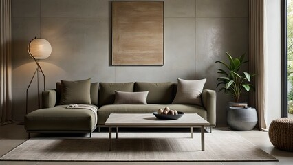 Fototapeta premium “Modern Minimalist Living Room Interior with Designer Furniture and Natural Light”