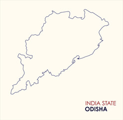 Map of Odisha, Outline Map of Odisha with Indian Map, Odisha state of  India Vector Illustration.
