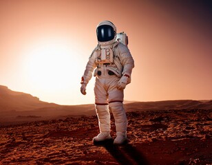 close up of astronaut s st on the surface of the red planet concept of exploring other planets