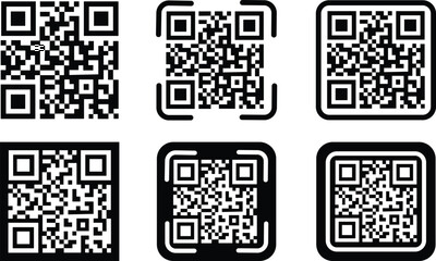 QR code icons sample for smartphone scanning isolated on transparent background. Scan me text Vector. for smartphone, mobile app, payment and discounts. 
