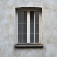 Fototapeta premium A vintage window on an aged wall, showcasing architectural detail and subtle texture. 
