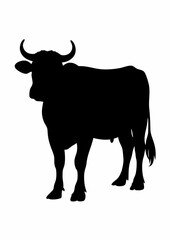 Cow Silhouette Side View – Black Vector Graphic on White Background