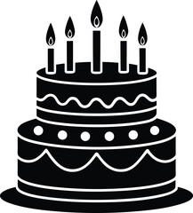 Birthday Cake Silhouette Vector | Celebration, Party & Dessert Icon