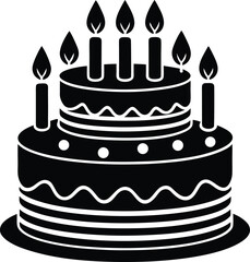 Birthday Cake Silhouette Vector | Celebration, Party & Dessert Icon