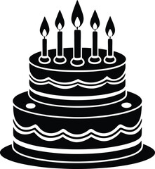 Birthday Cake Silhouette Vector | Celebration, Party & Dessert Icon