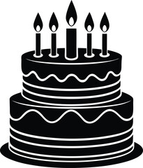 Birthday Cake Silhouette Vector | Celebration, Party & Dessert Icon