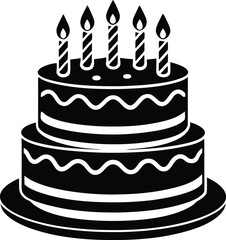 Birthday Cake Silhouette Vector | Celebration, Party & Dessert Icon