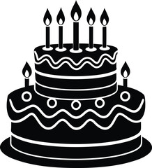 Birthday Cake Silhouette Vector | Celebration, Party & Dessert Icon