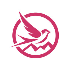 Swallow bird flying over mountains logo design