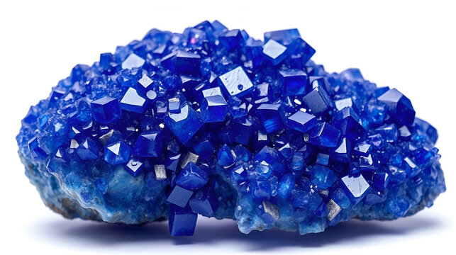 Tanzanite is the blue and violet variety of the mineral zoisite noted for its strong trichroism, appearing alternately blue, violet and burgundy depending on crystal orientation. Isolated on white