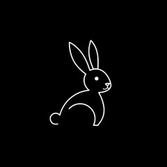 Obraz premium Minimalist Line Art of Easter Bunny or Rabbit, Vector on Black Background. Easter symbol, pets concept, tupes of animals card