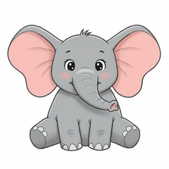 Naklejka premium Cute cartoon baby elephant sitting with big ears