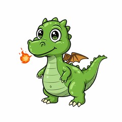 Fototapeta premium Friendly cartoon dragon breathing small flame