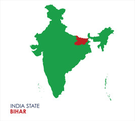 Map of Bihar, Map of Bihar with Indian Map, Bihar state of  India Vector Illustration.
