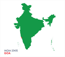Map of Goa, Map of Goa with Indian Map, Goa state of  India Vector Illustration.
