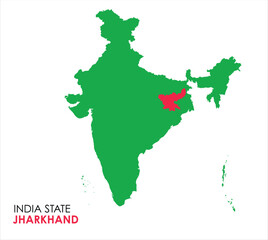 Map of Jharkhand, Map of Jharkhand with Indian Map, Jharkhand state of  India Vector Illustration.
