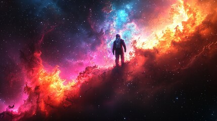 Fototapeta premium Astronaut on a Nebula: A Cosmic Journey