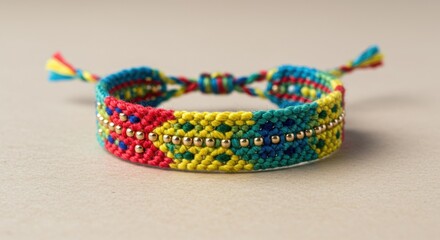 Handmade Colorful Woven Friendship Bracelet with Gold Beads for Summer Fashion