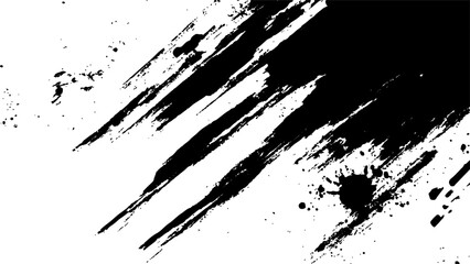 Vector grunge texture. Grunge black and white texture of black brush strokes on white paper or background. A black and white painting with a brush stroke white Transparent background.	